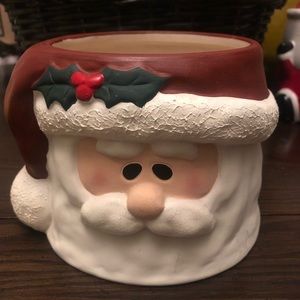 Santa head face pillar candle holder/decorations/ wood spoon holder